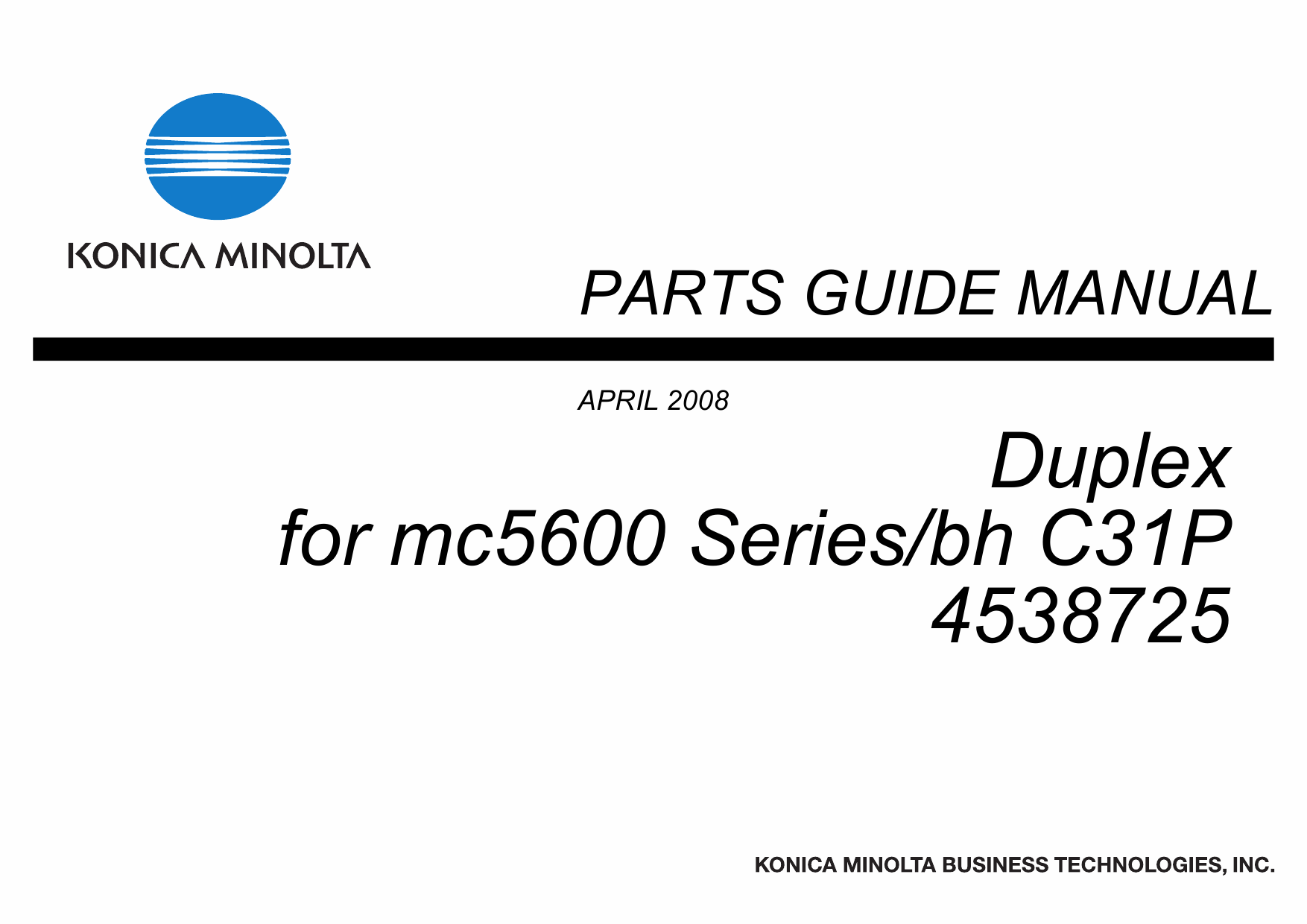 Konica-Minolta magicolor 5650 C31P Duplex 4538725 Parts Manual-1